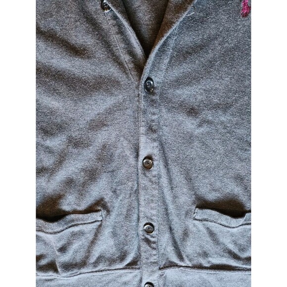 Polo Ralph Lauren Cardigan Sweater Men's Large Gray Knit Collared Button Up - Picture 7 of 13